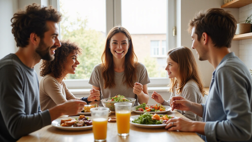 Ευτυχισμένη οικογένεια που τρώει υγιεινό φαγητό